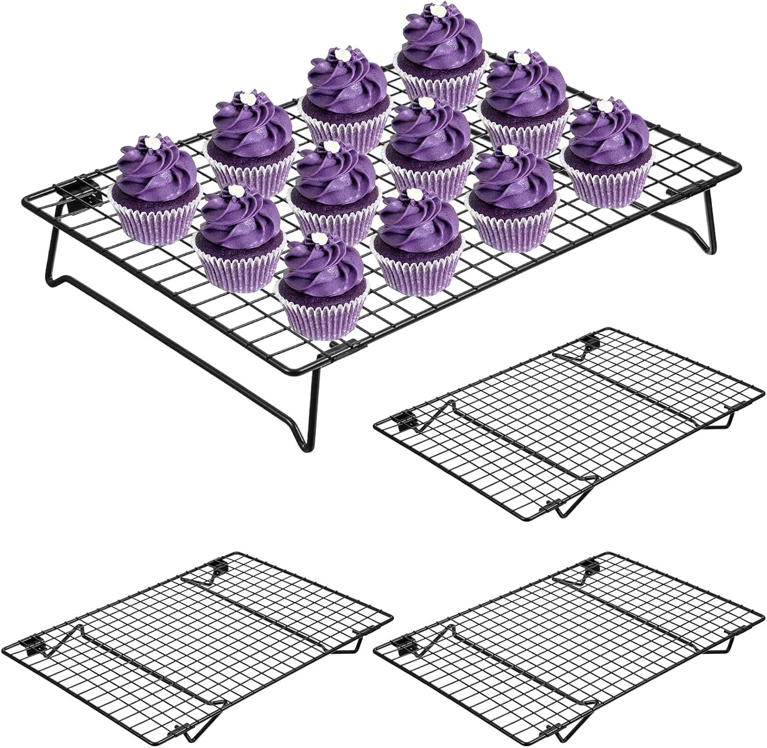 4 Pcs Cooling Racks 13.4x9.45 Inch Cookie Cooling Racks For Baking Stackable