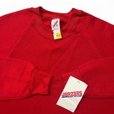 NWT VTG Jerzees Sweatshirt Men's M Red Polycotton Blank Crewneck 90s Made In USA