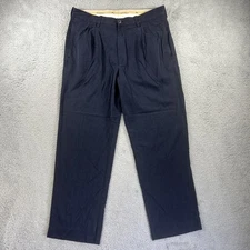 Tommy Bahama Pants Mens 34x28 Navy Blue Silk Rayon Relaxed Pleated Dress Slacks