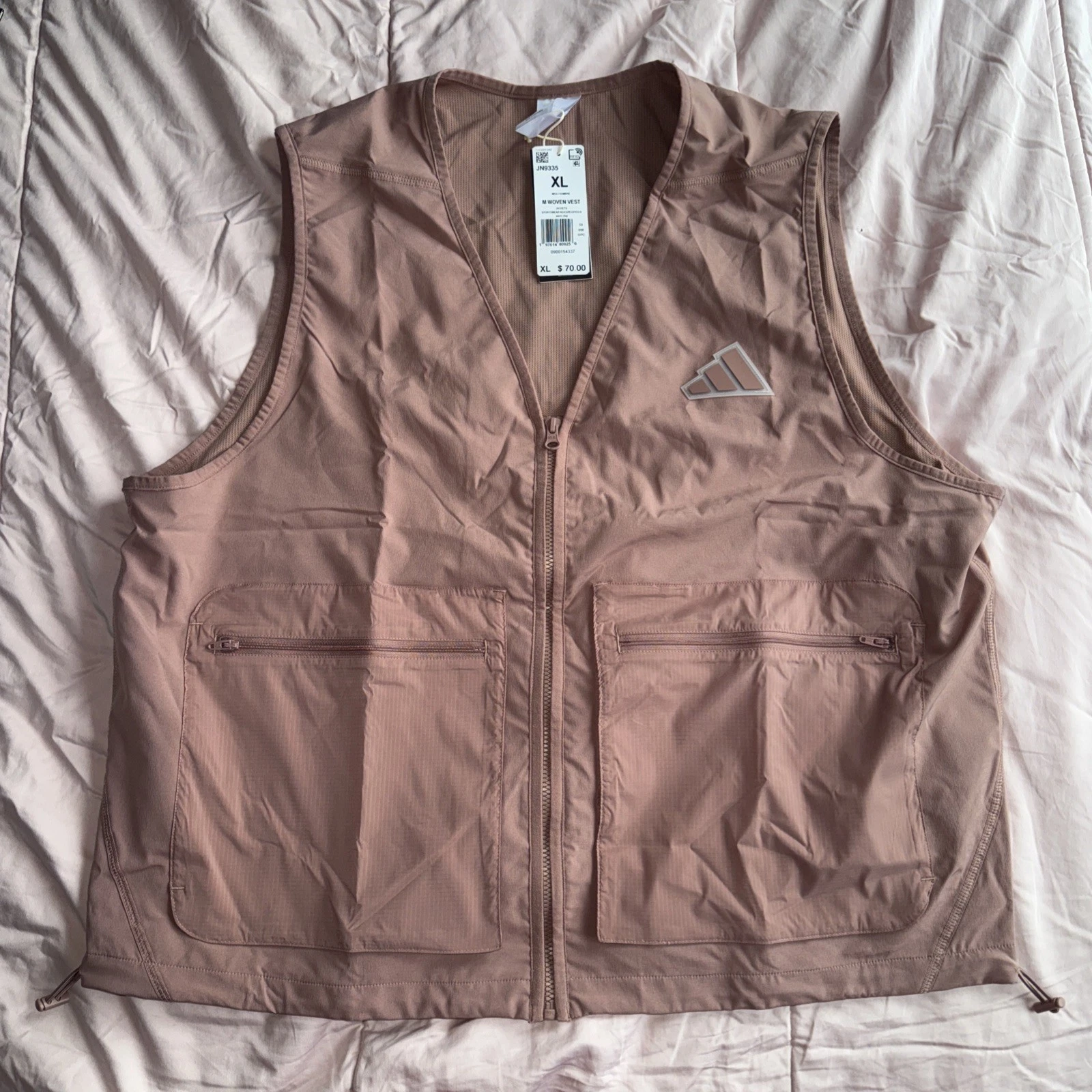 Adidas Woven Vest Men XL Sportswear Full Zip Utility Mesh Warm Clay NWT JN9335