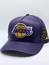 Los Angeles Lakers 50TH Mitchell & Ness Faux Leather Buckle Strap Adjustable Hat