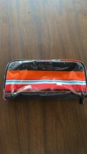 KATE SPADE Orange/Multicolor Striped Zip Top Makeup Accessories Bag