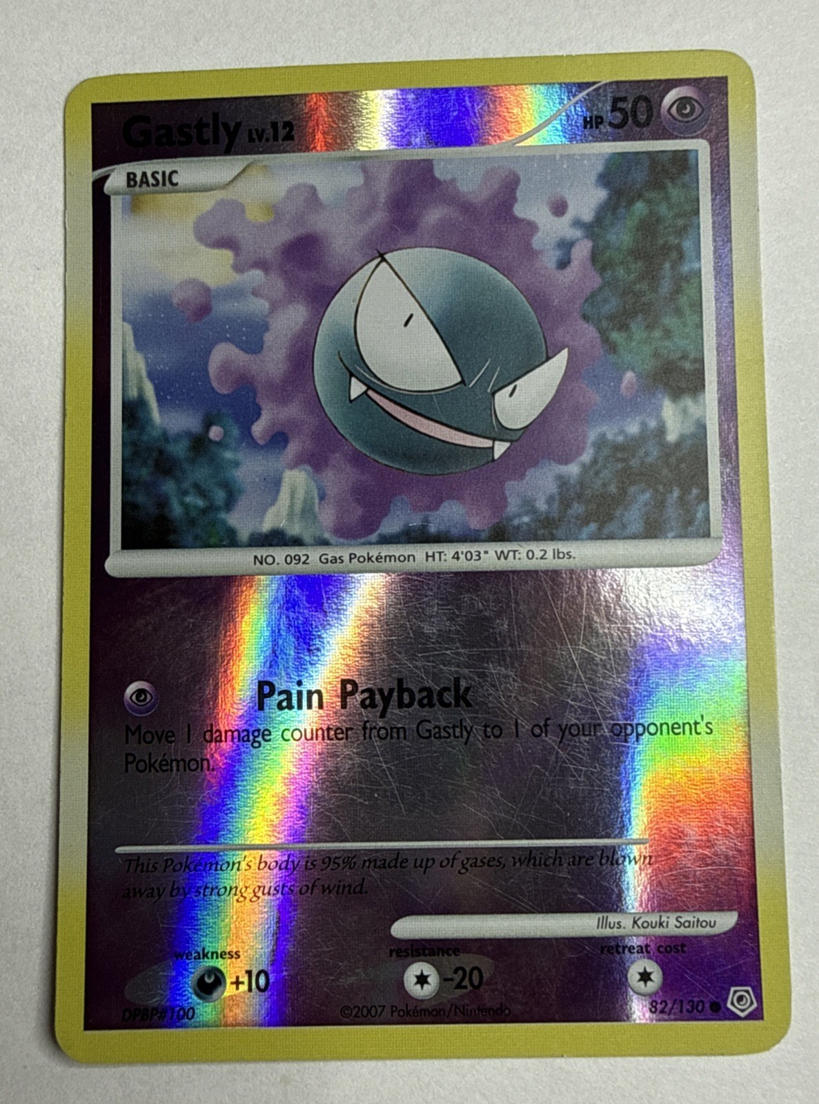 Gastly 82/130 Diamond and Pearl Reverse Holo Pokemon TCG LP