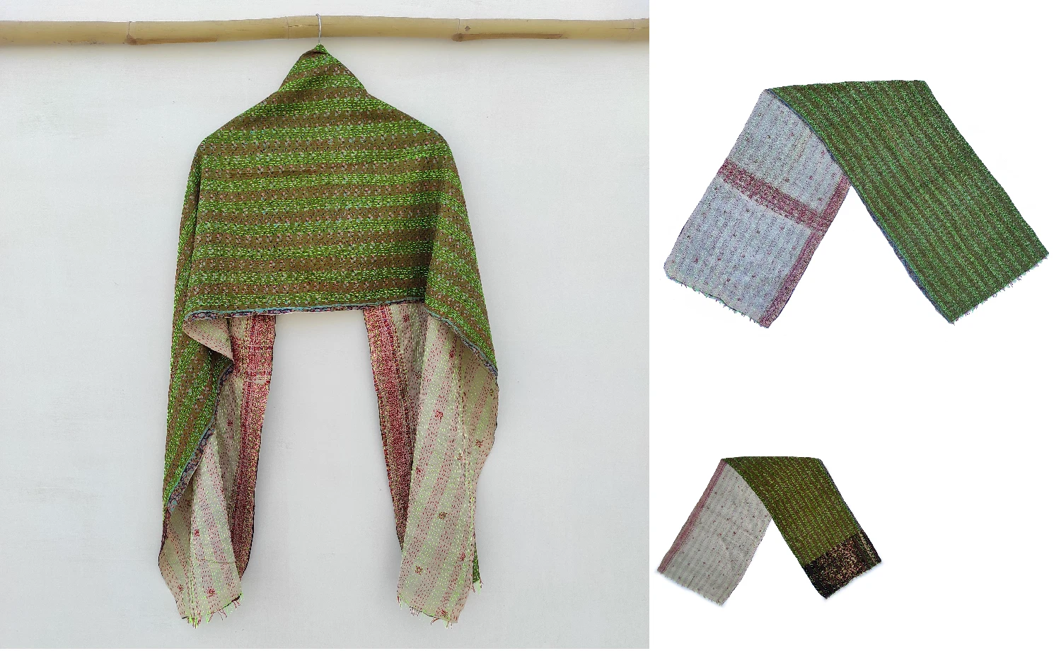 Silk Kantha Scarf Neck Wrap Stole veil Hand Quilted Women Bandanas headband