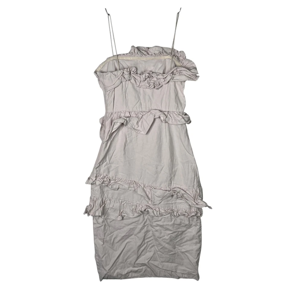 Vestido Brock Collection x H&M Rosa Volantes Mezcla Lino Volantes Asimétricos Pequeño Foto 3 de 4