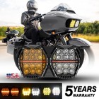 E24 Bicolor LED Dual Headlight w/DRL For Harley Road Glide FLTRX FLTRU 2015 2023