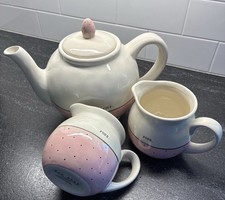 Rae Dunn Polka Dot Pink  Pour" Teapot  Creamers Pottery Artisan Collection
