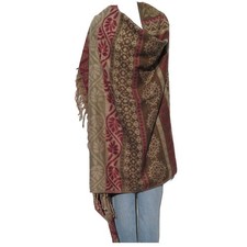 Yak Wool Blend Shawl/Throw Handloomed Reversible Desert Sand Design