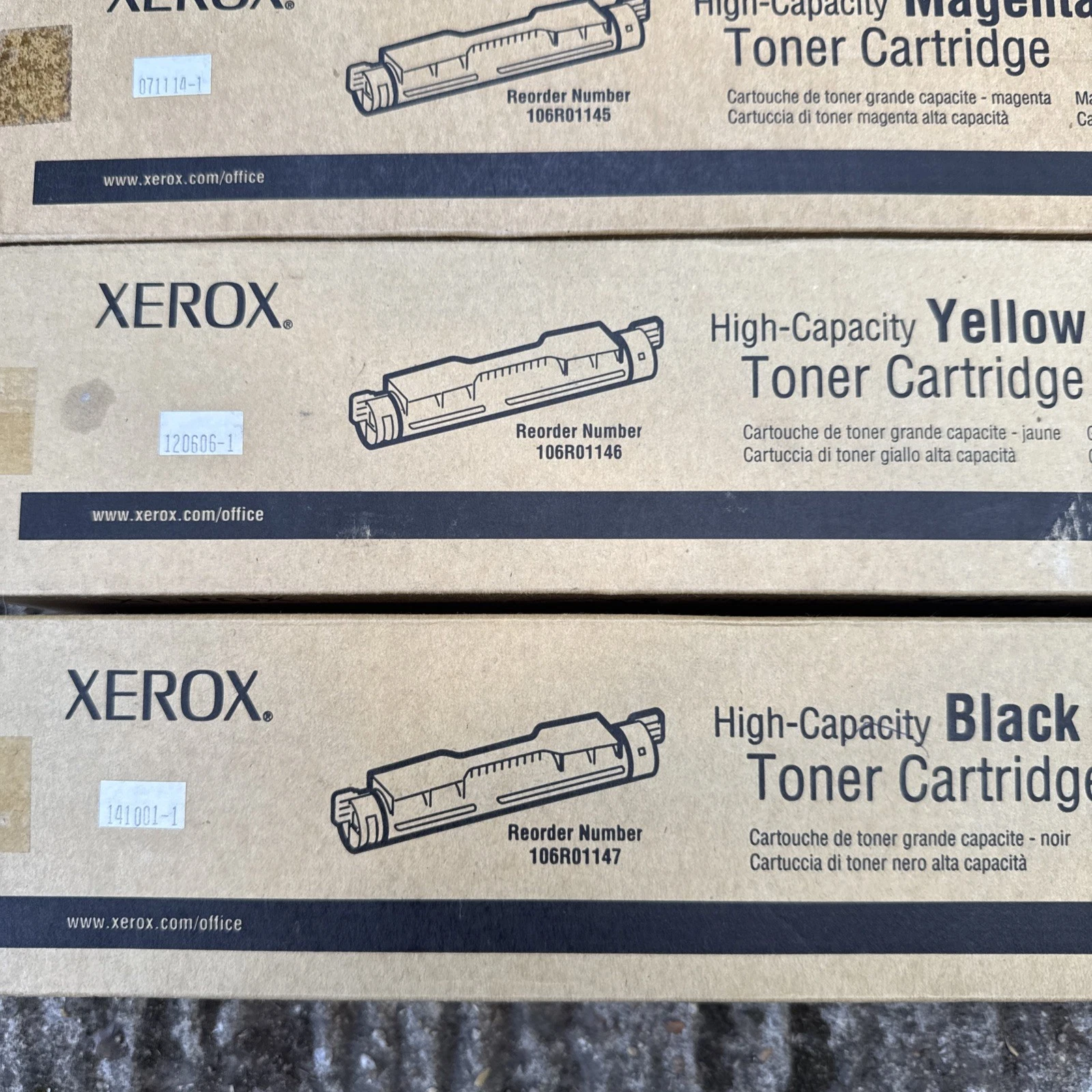 Set Of 4 Xerox Toners Phaser 6350 CMYK 106R01144 106R01145 106R01146 106R01147 3