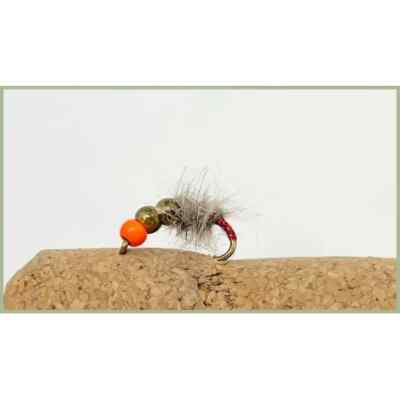 6 Tri Bead Bomber Goldhead Trout Flies, Mixed Size 10/12 Hothead Flies
