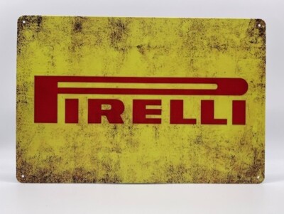 Blechschild Pirelli 20x30cm Nostalgie Retro Reklame Vintage Geschenk Deko Reifen