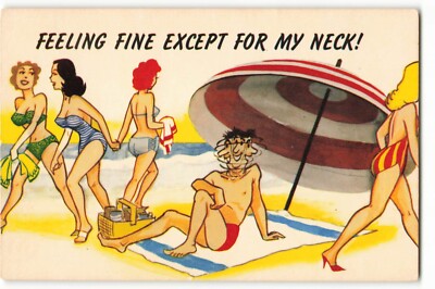 Feeling Fine Except For My Neck Funny Humor Comic VTG Postcard SK2.