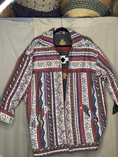 Vintage Jacket Suede Leather Applique Reversible Canvas Denim Aztec Handmade