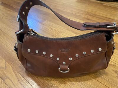 NEW Osprey London brown leather studded purse bag Buckle NWT Purchased In Italy