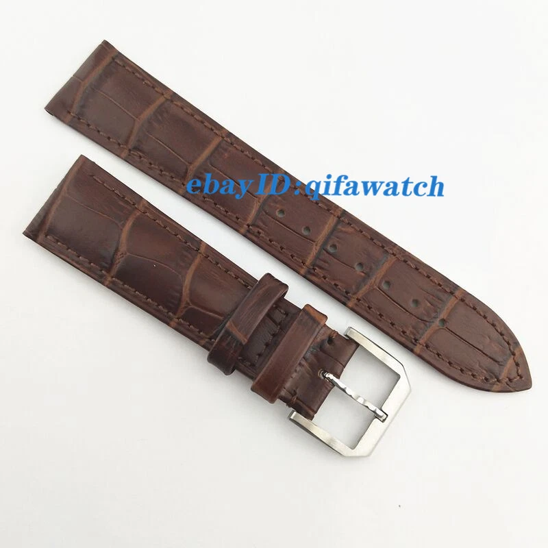 22mm Parnis Marrón Negro Azul Cuero Correa Hebilla de Acero Ajuste Reloj Hombre P823 Foto 4 de 4