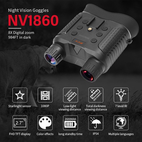 NV8160 Infrared Night Vision Binoculars 8X Zoom 4K 3D Head Mounted Goggles +32CB - Picture 2 of 22