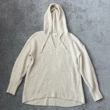 Lou & Grey Sweater Womens XS Cream Hooded Pullover Cozy Fuzzy Casual Comfort