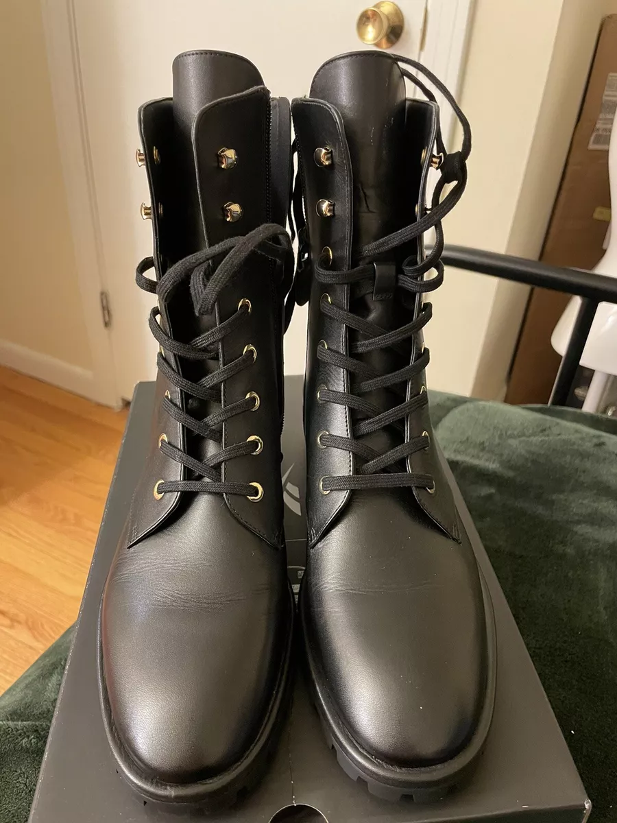 Stuart Weitzman Women s Laine Combat Leather boots Black size 8