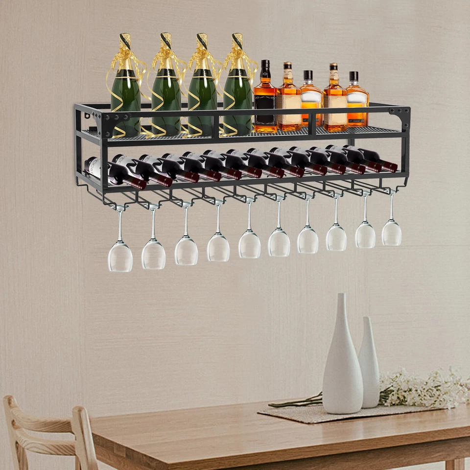 Wall Mounted Wine Rack, Modern Industrial Wine Glass Hanging liquor Bottles Rack - Image 4 of 4