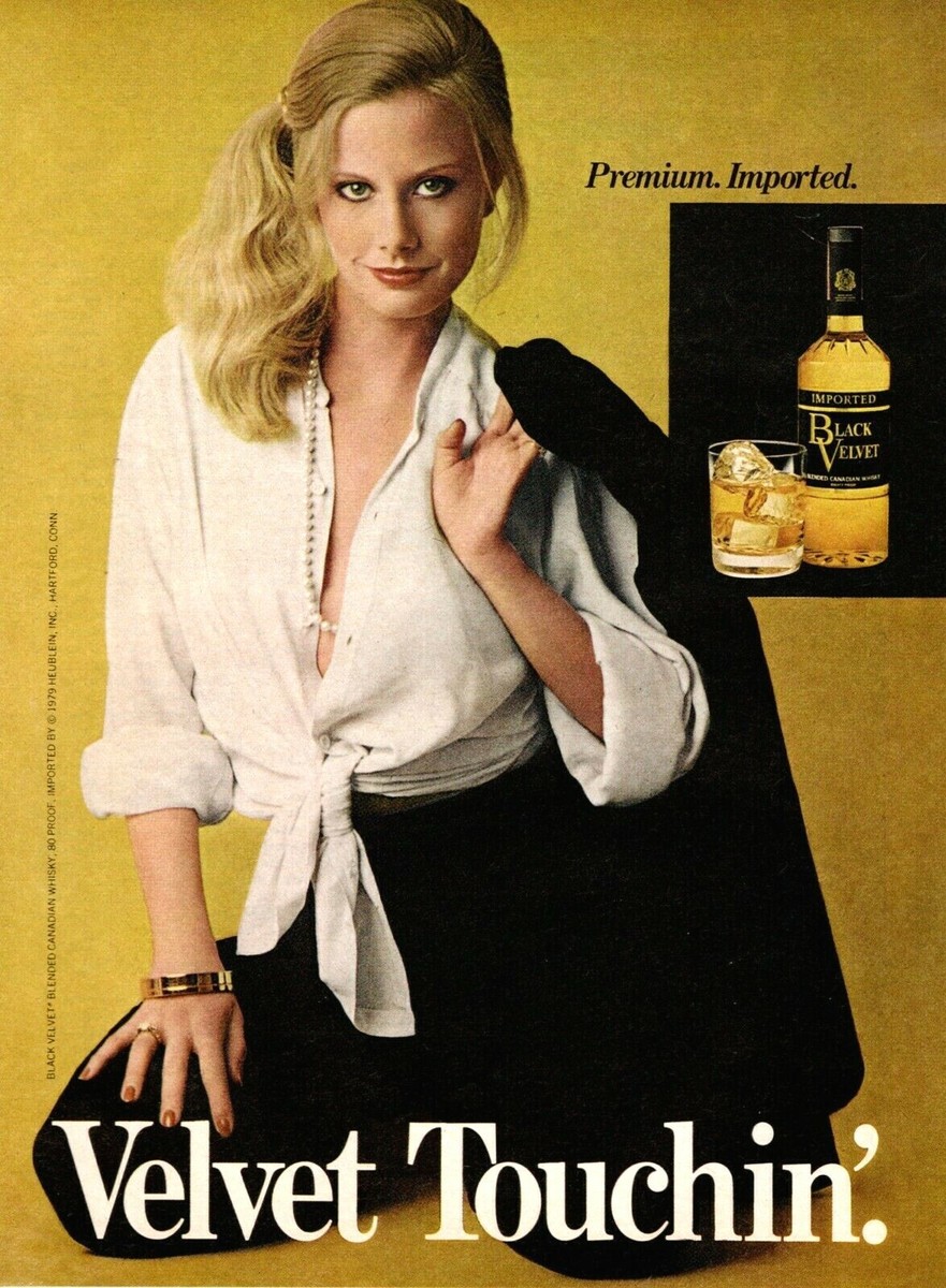 1979 vintage beverage AD BLACK VELVET Canadian Whiskey , Sexy