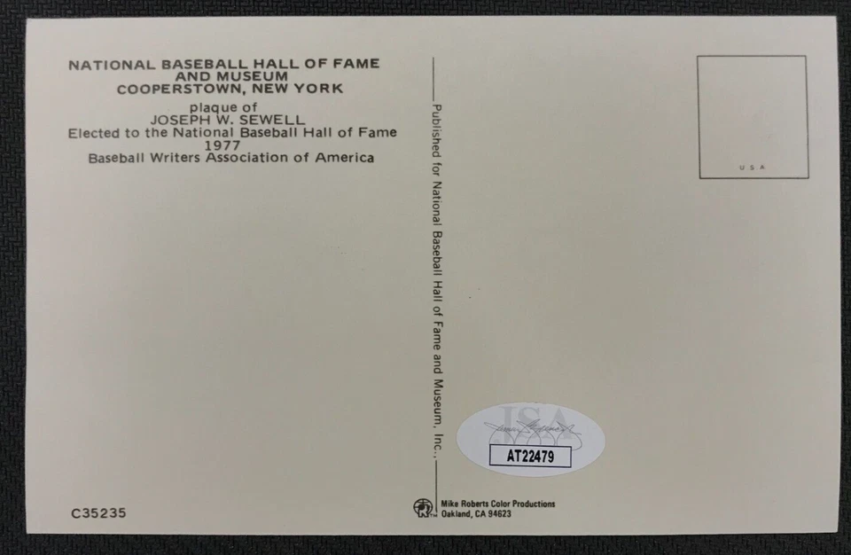 Joe Sewell Signed HOF Postcard JSA w/COA HOF '77 Yankees/Indians MLB (d.1990)! - Image 3 of 4