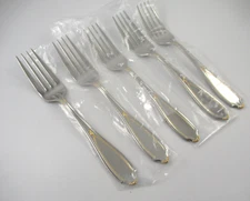 Yamazaki VICTORIA GOLD 5 Salad Forks Japan Glossy Stainless Steel Flatware