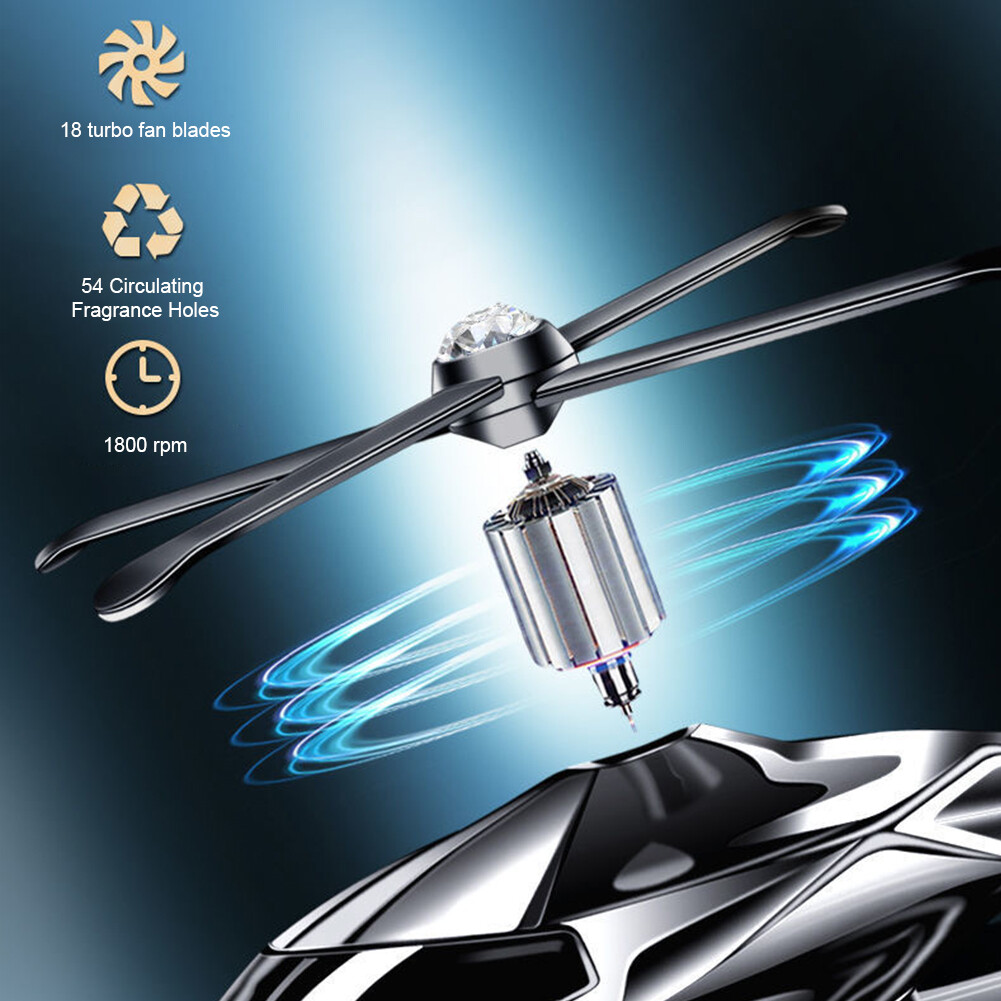 Car Air Freshener Helicoptershaped Solar Energy Rotating Aromatherapy