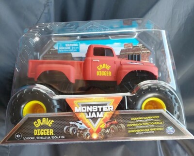 1/24 SPIN MASTER MONSTER JAM GRAVE DIGGER RED TRUCK DIECAST NEW  & VHTF RARE