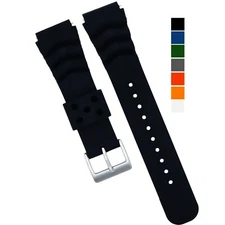 Soft Silicone Watch Band - Divers Style Replacement Strap - Quick Release 7S26 