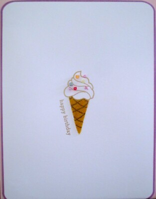 Papyrus 3D Beaded Ice Cream Cone Blank Birthday Greeting Card