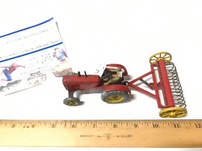 Vintage Dinky Toys #324 Massey Harris Tractor & Hay Rake Made In England