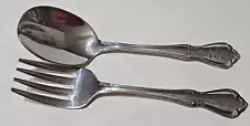 Oneida Baby Fork & Spoon Set Oneidacraft Deluxe Stainless 4”
