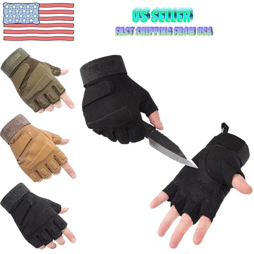 Guantes tácticos sin dedos guantes de medio dedo de combate militar para hombre - Imagen 2 de 23