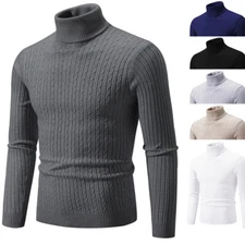 Men's Turtleneck Soft Sweater 2025 Warm Knitted Autumn/winter Pullover Jumper .