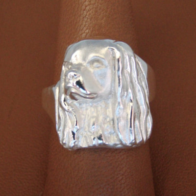 Sterling Silver Cavalier King Charles Spaniel Head Study Ring