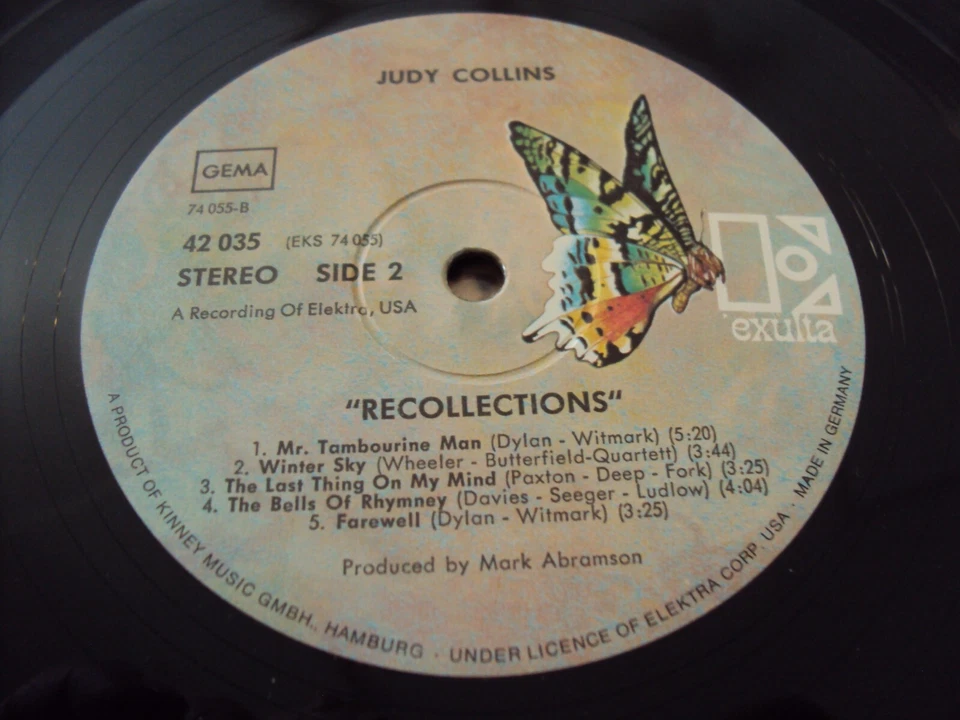 JUDY COLLINS "RECOLLECTIONS" EX GERMAN 1969 ELEKTRA RECS. 12" VINYL COMPILATION - Image 4 of 4