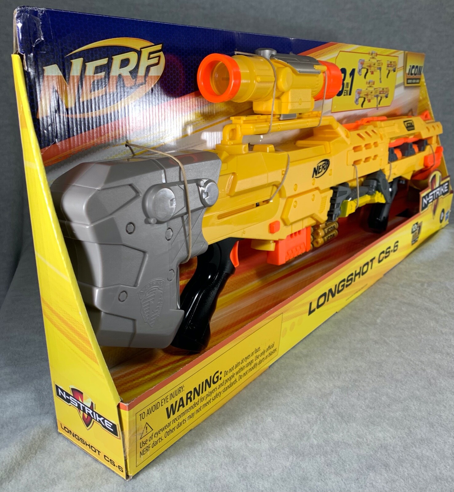 NEW NERF N-Strike Icon Series 3in1 Sniper Longshot CS-6 Toy Blaster  630509937714