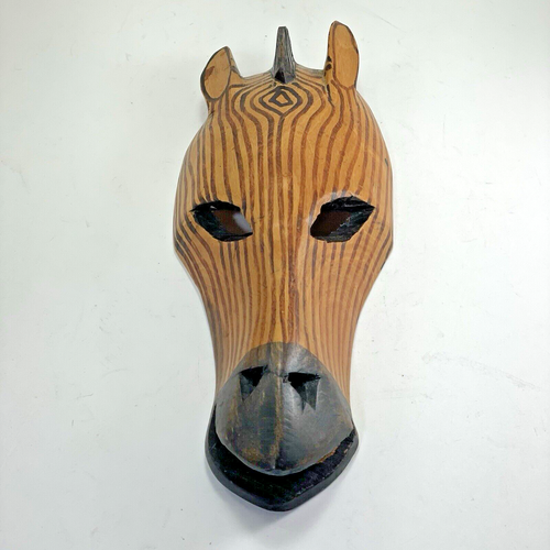 Masque en bois zèbre tribal interport Afrique de l'Est Kenya décoration sculptée à la main - Photo 2/14
