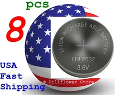 8 pcs LIR2032 2032 XX Bulk 3.6V Rechargeable LIR Genuine Lithium Battery