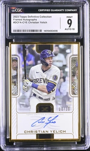 2023 Topps Definitive #DCFACYE Christian Yelich CGC 9 Mint Auto 20/30 Brewers 
