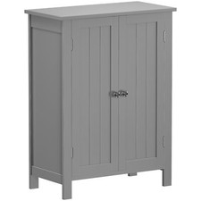 Bathroom Floor Storage Cabinet with Double Door White 23.6x11.8x31.7 inches Grey