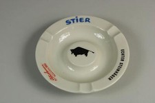 B6/ Vintage Reklame Aschenbecher - Stier , Echter Steinh&auml;ger - Porz. Ascher /106