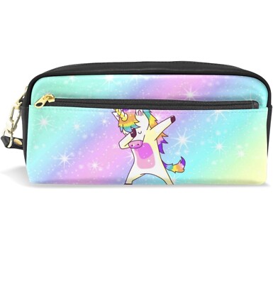 Bleistiftetui Tupfen Einhorn Regenbogen Stern bedruckt, Stiftetasche Reise, Make-up Etui