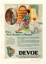 1925 Devoe Paint Varnish Stains Vintage Print Ad When Work Becomes A Pleasure 