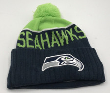 New Era SEATTLE SEAHAWKS Knit Stocking Hat Beanie BRAND NEW Navy/Green Pom NFL
