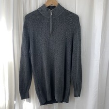 Tommy Bahama 100 Cotton Dark Gray 1/4 Zip Knit Sweater Size L