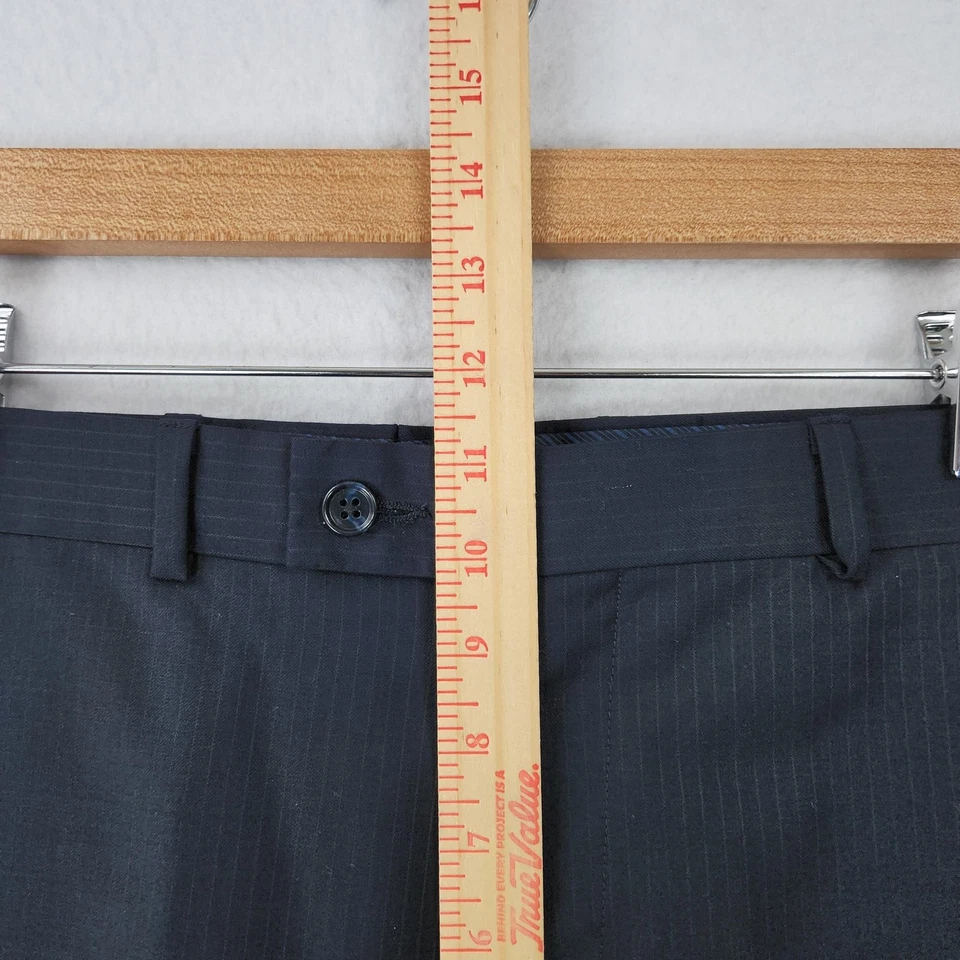 Pantalones Calvin Klein Para Hombre 36x30 Azul Marino Rayas Calce Ajustado 100% Lana Pantalones Foto 4 de 4