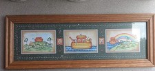 Noah  s Ark Framed Picture-3 Small Pictures- 5  X14  