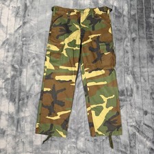 Woodland Camo Cargo Pants Kids Size 8 Adjustable Waist Military Style