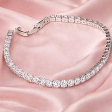925 Sterling Silver + CZ Stones Ladies Tennis Bracelet – Gift Box Included (UK)